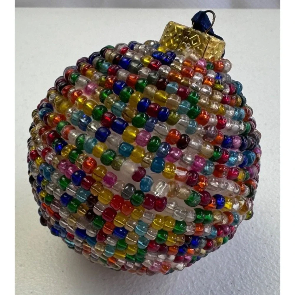 Handmade Colorful Beaded Sphere Ornament Christmas Tree Decoration Wire 3